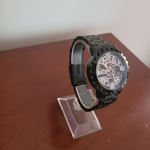 New Men's Black Automatic Skeleton Watch - Picture 2 of 4